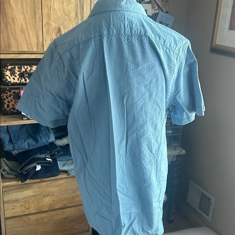 J. Crew Seersucker Light Blue Button Down Shirt - Medium